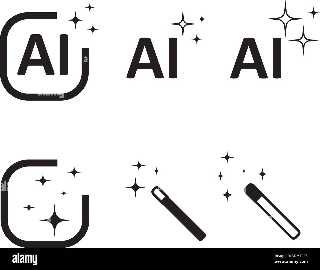 Jeu d'icônes AI Generate. Technologie d'intelligence artificielle et concept d'apprentissage automatique. Générer un symbole pour l'application et le Web Illustration de Vecteur