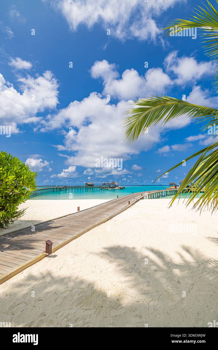 Luxe Maldives plage paysage turquoise océan sable blanc tropical Resort fond de paradis Banque D'Images
