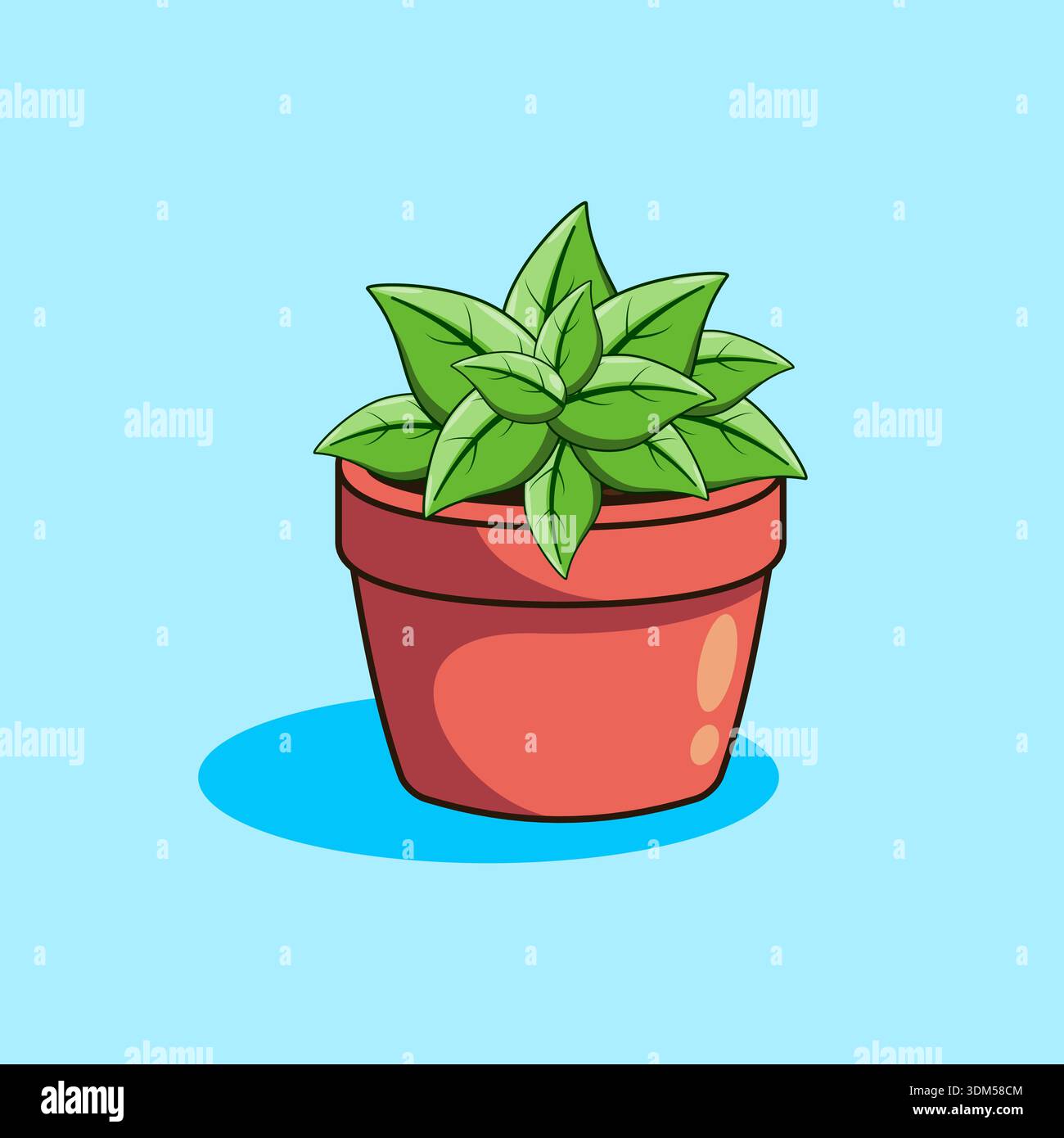 Joli pot vert plante d'intérieur illustration vectorielle dessin animé Illustration de Vecteur
