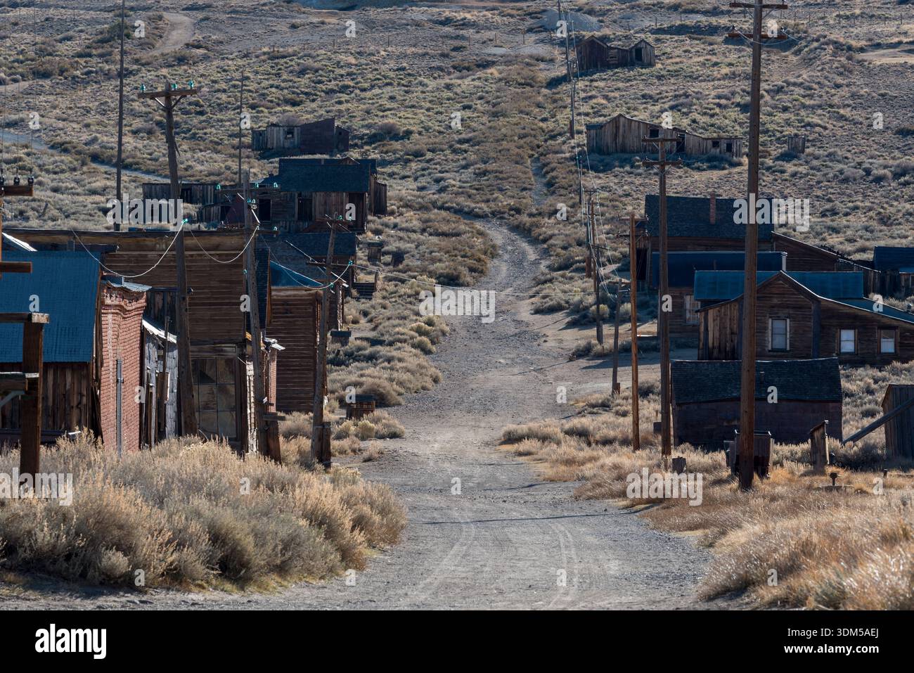 Green Street dans la ville minière historique de Bodie, Californie, États-Unis. Banque D'Images