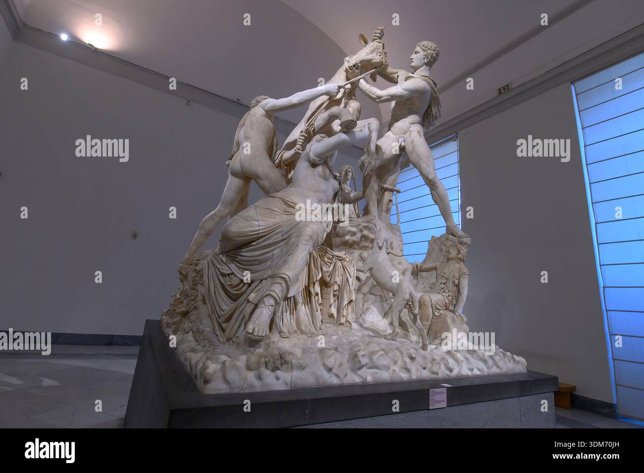 Naples, Italie. Statues romaines antiques au Musée archéologique national. Célèbre sculpture hellénistique Farnese Bull (Toro Farnese) Banque D'Images