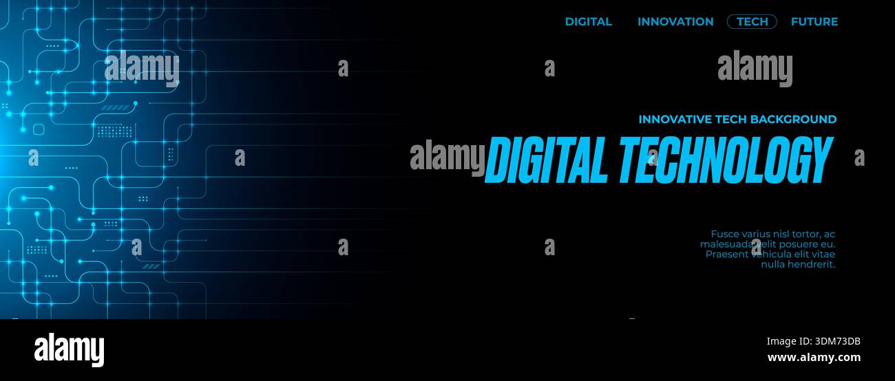 Affiche technologique moderne avec des motifs géométriques sans couture. Design de bannière épuré mettant en valeur les réseaux numériques, les ondes de gradient et le backdr futuriste minimaliste Illustration de Vecteur