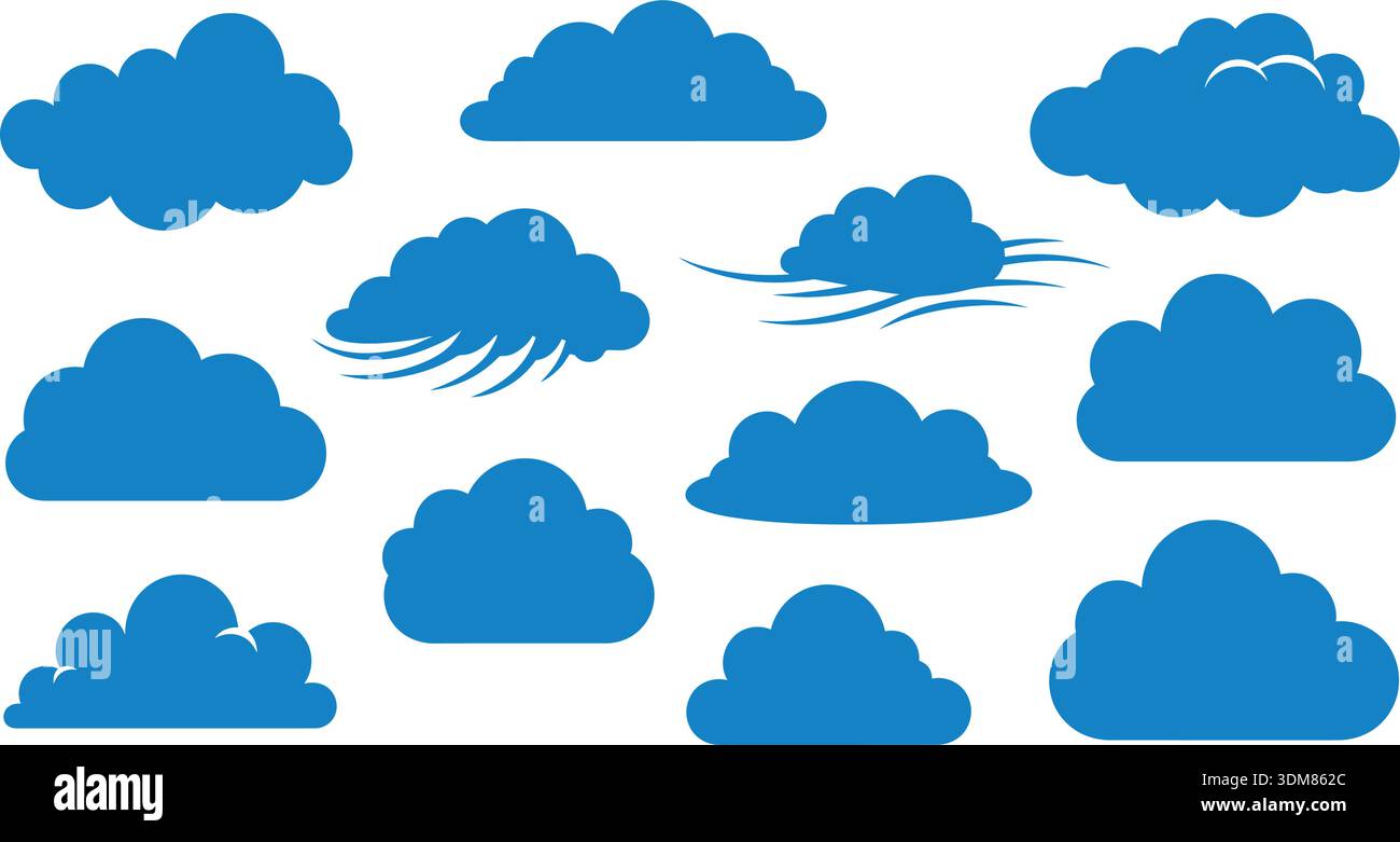 Jeu d'icônes d'illustration de forme de nuage bleu Illustration de Vecteur