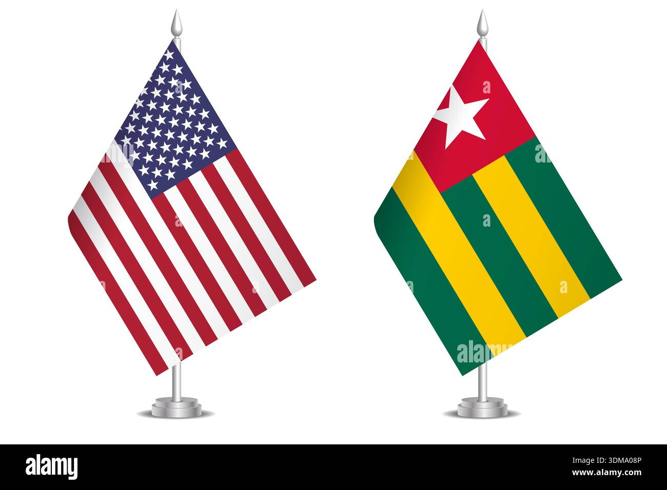 Drapeaux des États-Unis et du Togo. Le concept de partenariat et d'action conjointe. Symbole de partenariat, coopération, collaboration internationale, négociations pacifiques, alliance, communication bilatérale Illustration de Vecteur