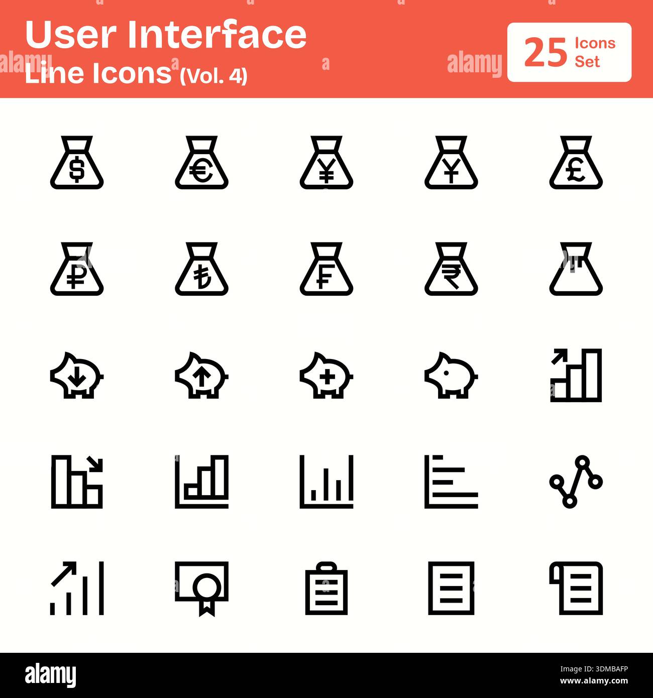 Icônes de ligne de l'interface utilisateur (Vol. 4) Illustration de Vecteur