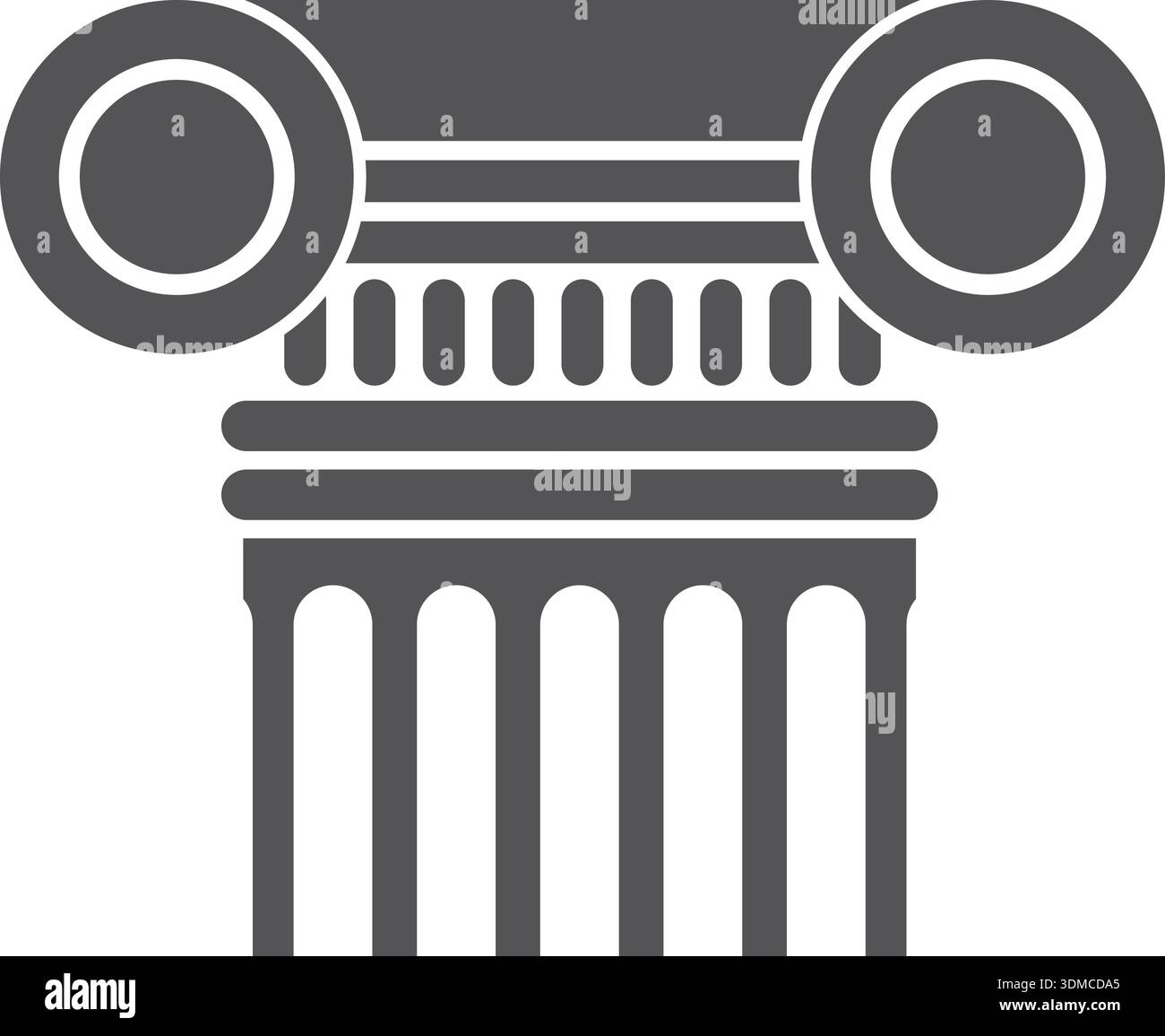 Dessin en noir et blanc d'une colonne avec un cercle sur le dessus Illustration de Vecteur