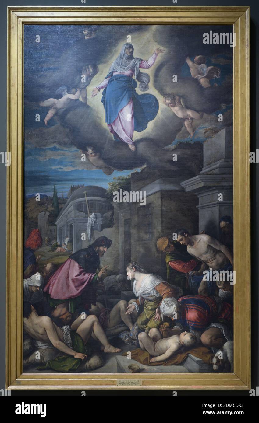 Toujours Roch visite la peste-frappée par Jacopo Bassano, vers 1575. Huile sur toile. Situé dans la Pinacoteca di Brera, Milan. Banque D'Images