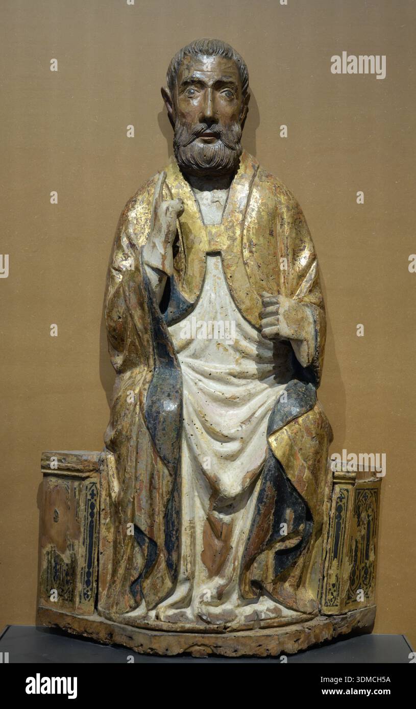 Santo benedicente aux musées civiques de Trévise, Italie. L'artiste de cette œuvre est inconnu. Banque D'Images