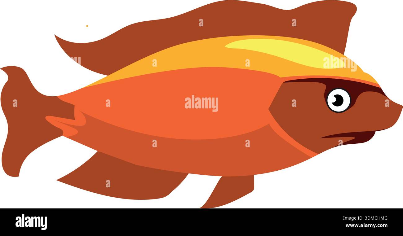 Un poisson de dessin animé avec une bande jaune sur sa tête Illustration de Vecteur