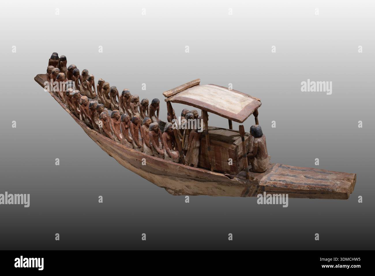 Bateau modèle avec rameurs et baldaquin pour sarcophage, Empire du milieu, Museo Egizio, Turin, Italie. Banque D'Images