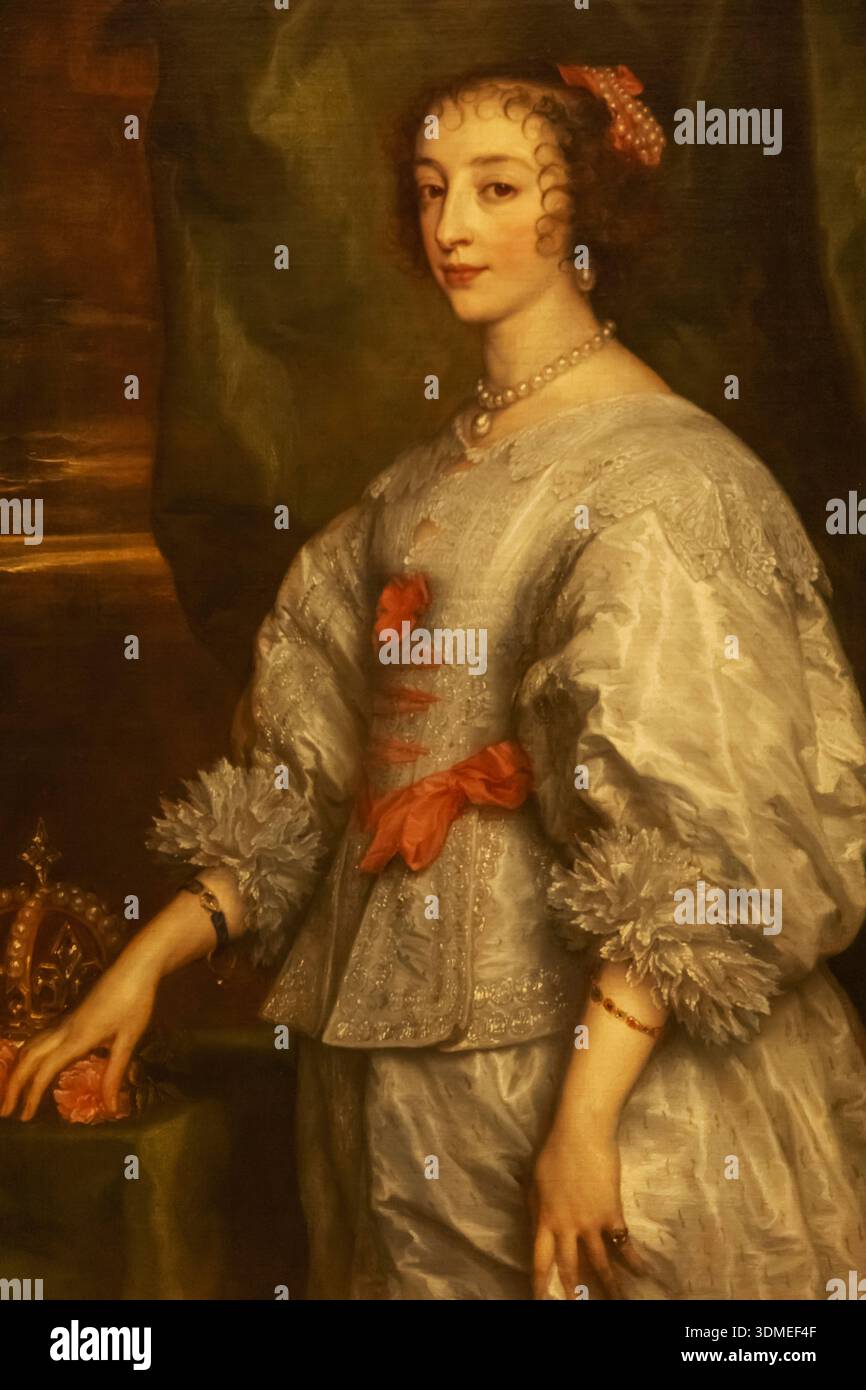 Portrait de la reine Henrietta Maria (épouse de Charles Ier) par Anthony van Dyck daté de 1632 Banque D'Images