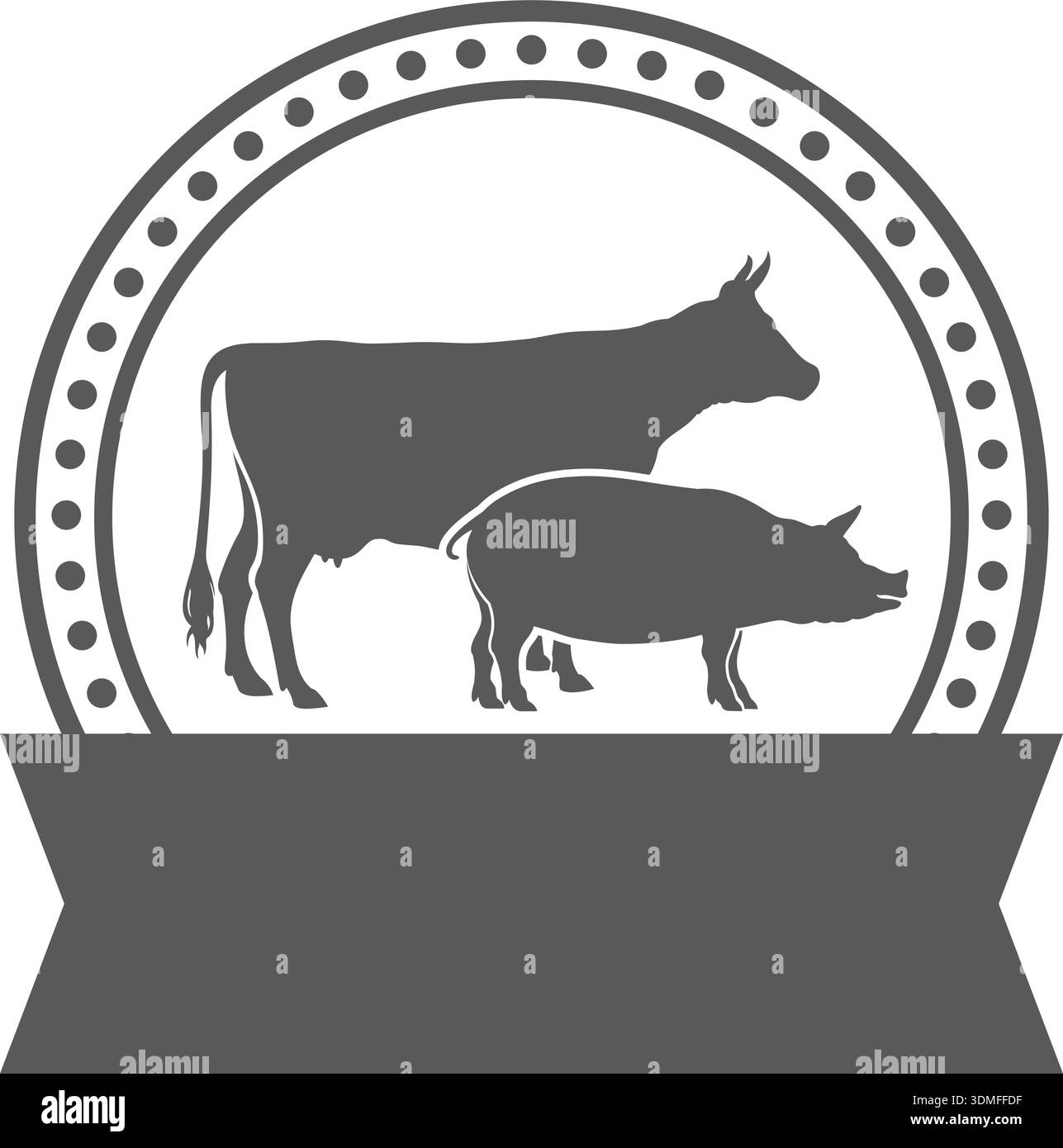 Emblème du bétail agricole. Logo noir de production locale Illustration de Vecteur