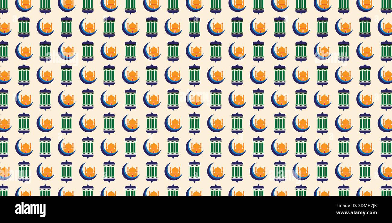 Motif répétitif sans couture de croissant de lune et symboles décoratifs de pot. Illustration de Vecteur