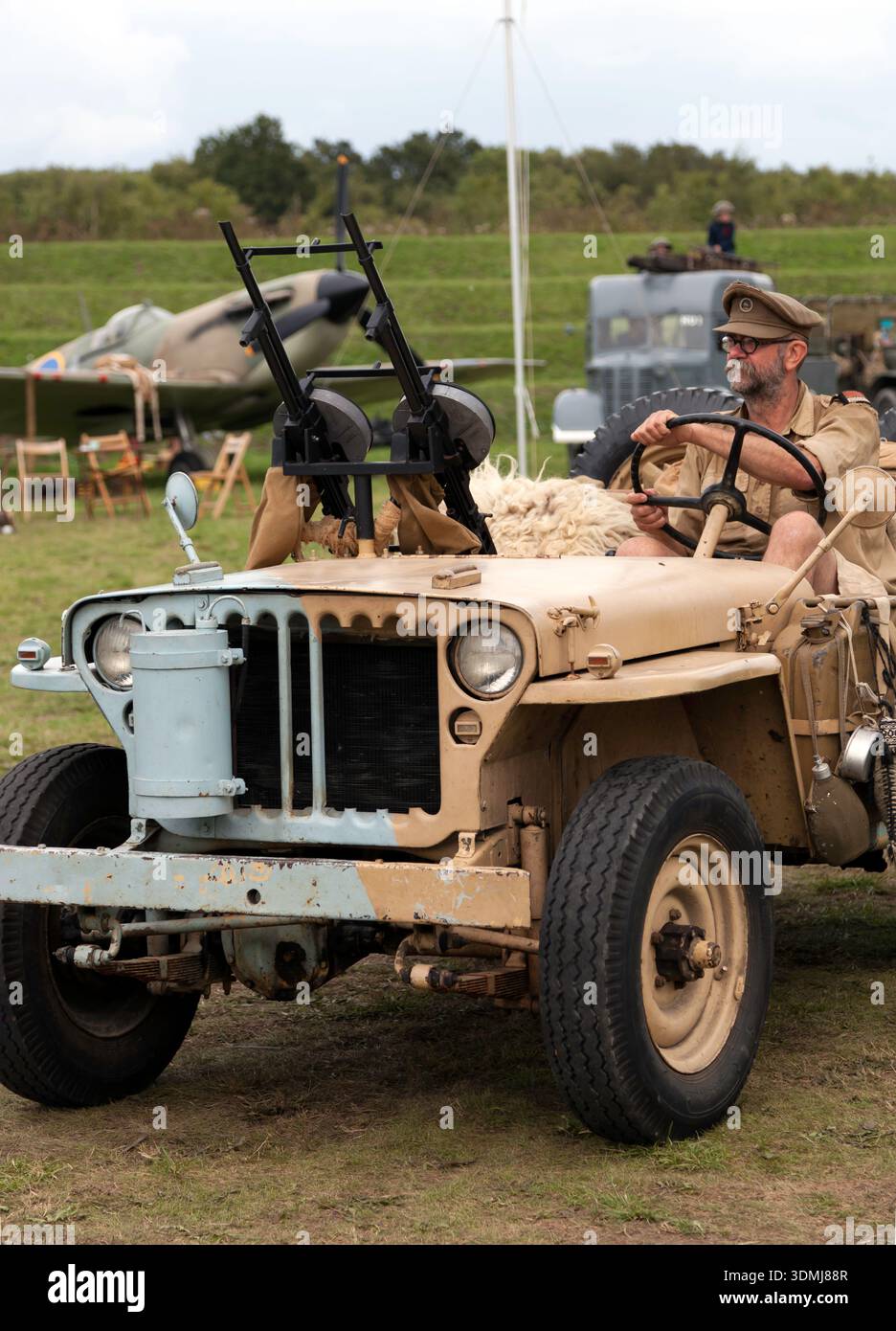 Récréation d'une seconde Guerre mondiale, 7e Division blindée, Desert rats , (rat Lair), au festival militaire We Will Meet Again, Betteshanger Country Park Banque D'Images