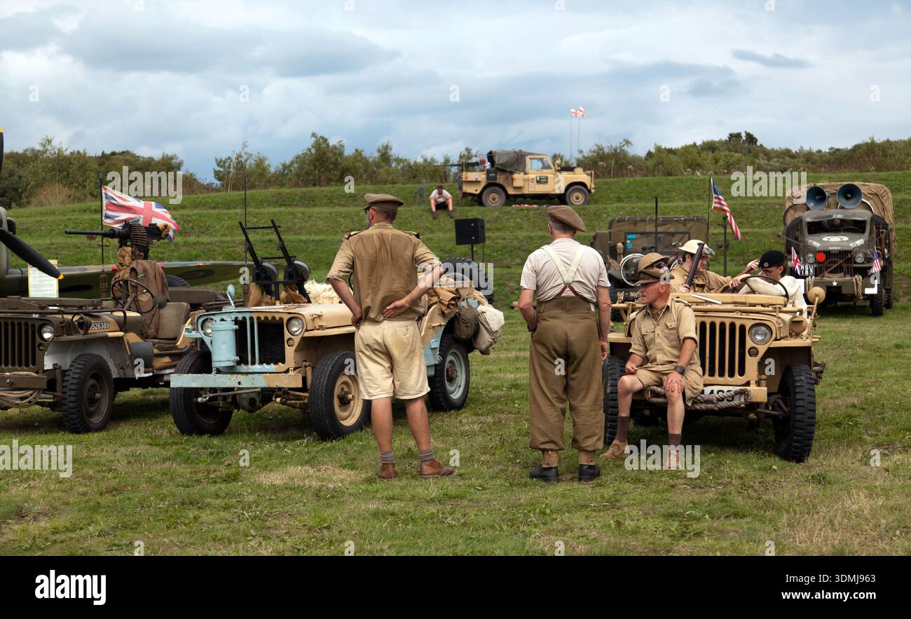 Récréation d'une seconde Guerre mondiale, 7e Division blindée, Desert rats , (rat Lair), au festival militaire We Will Meet Again, Betteshanger Country Park Banque D'Images
