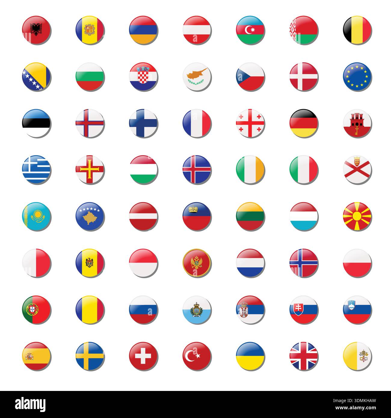 Ensemble d'icône de drapeaux européens sur fond blanc Illustration de Vecteur