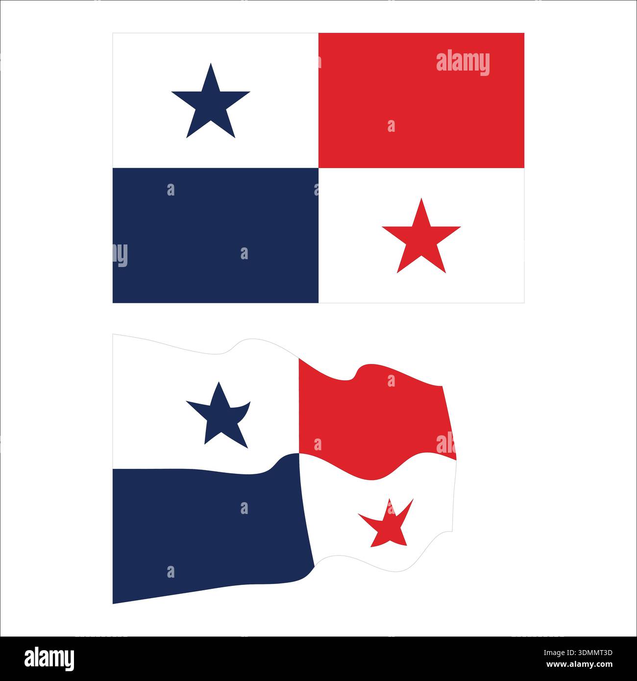 Drapeau national du Panama et bannière ondulante représentant les symboles du pays. Illustration de Vecteur