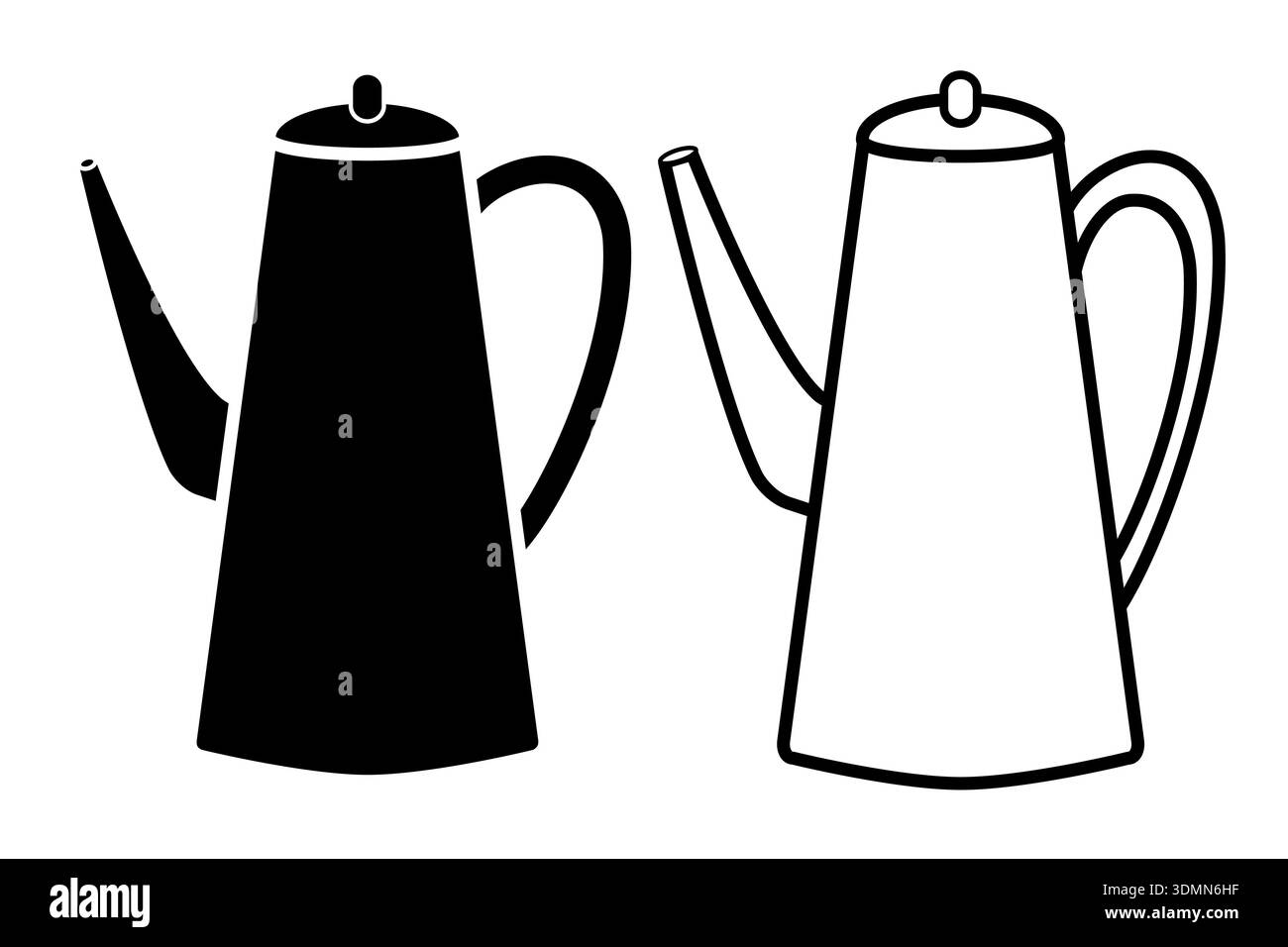 Pot pour le signe de préparation de café. Icône noire avec effet vertical d'aberration de bord de couleur sur fond blanc. Illustration. Illustration de Vecteur