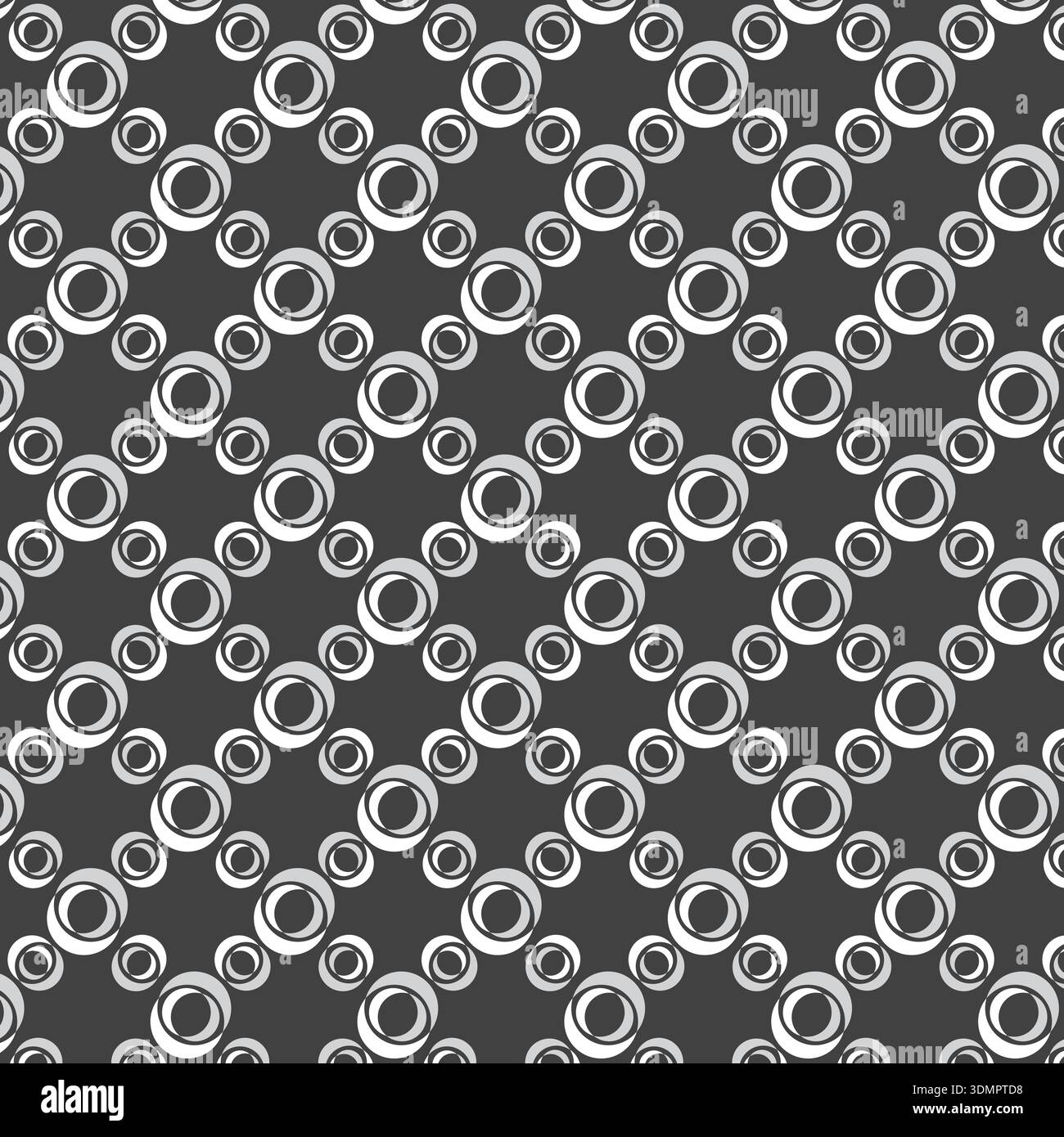 Fond de modèle de cercle concentrique noir et blanc sans couture, conception vectorielle d'illusion optique géométrique diagonale. Illustration de Vecteur