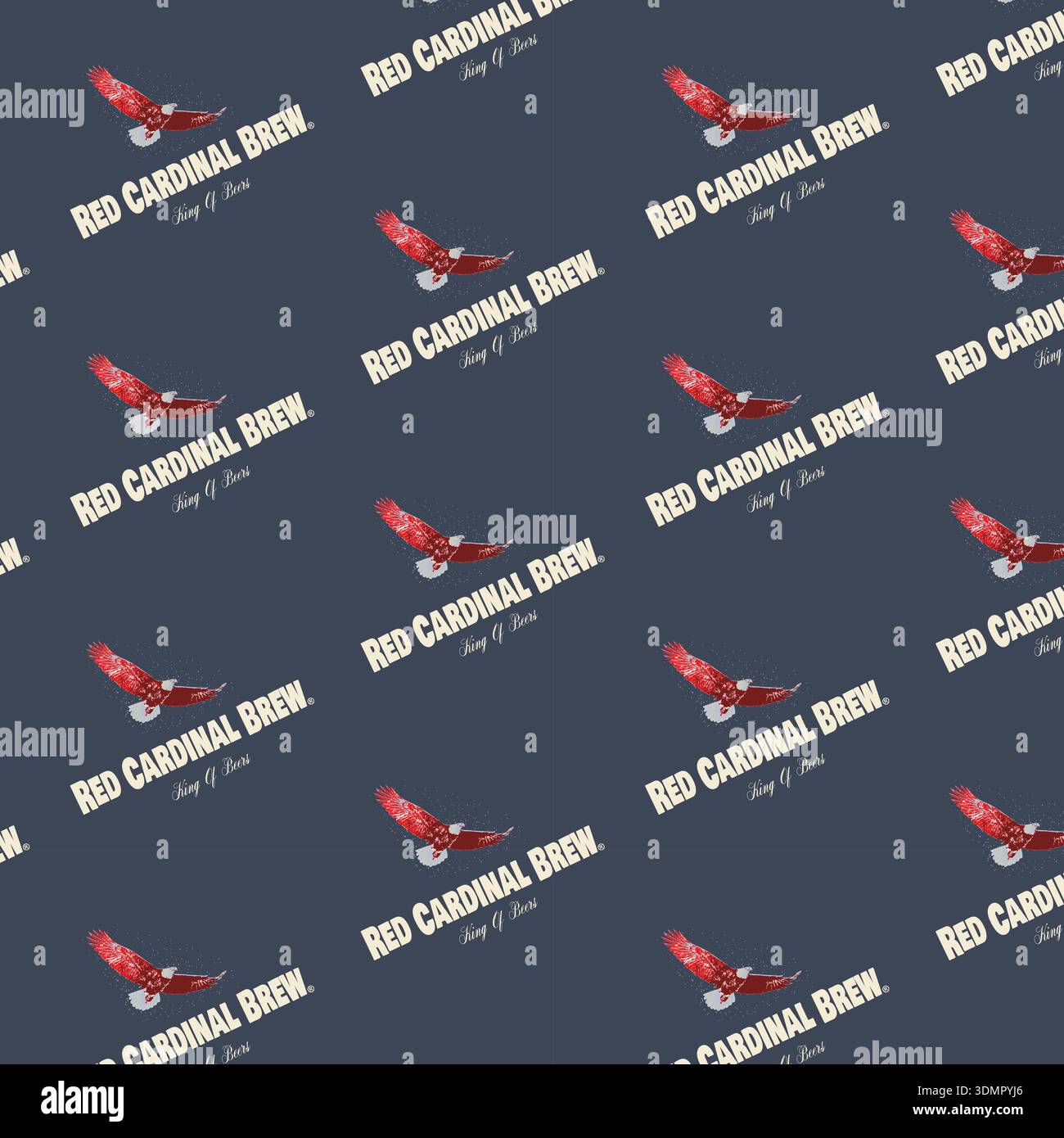 Red Cardinal Brew motif oiseau vintage sans couture avec typographie audacieuse. Illustration vectorielle aviaire élégante pour la marque de café artisanale, rustique Illustration de Vecteur