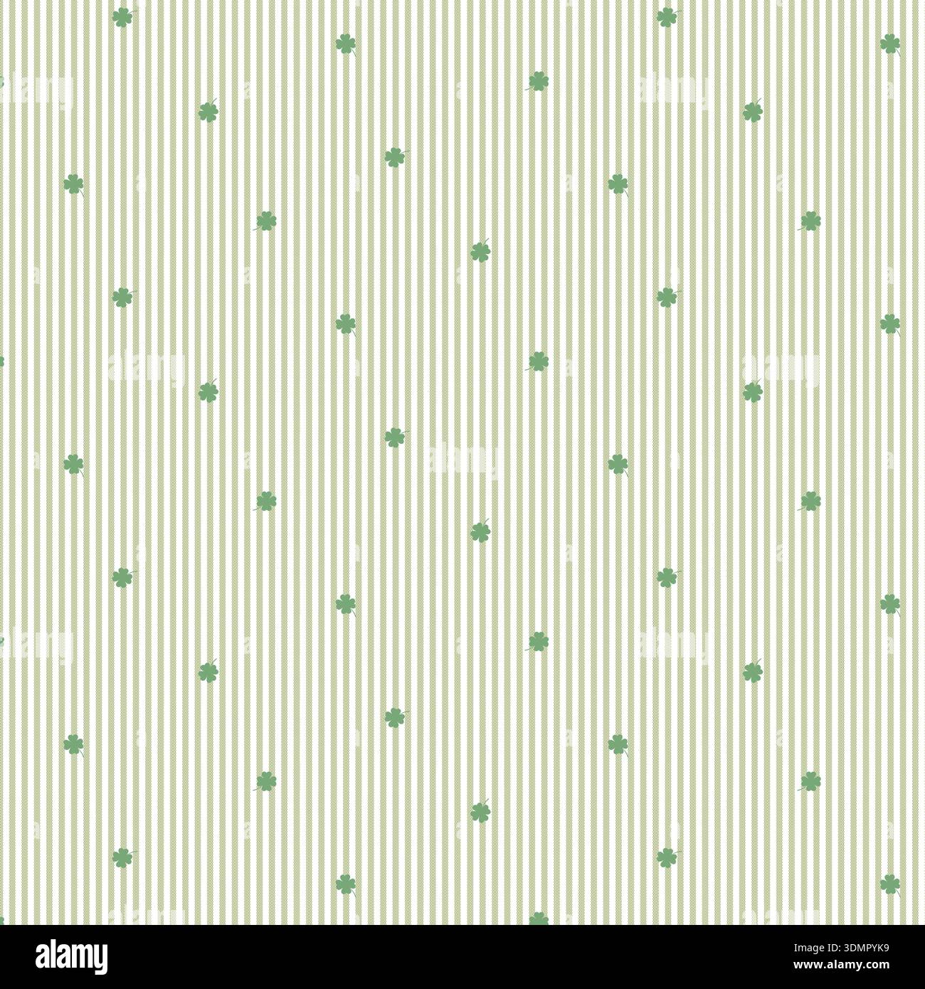 Motif de trèfle vert à quatre feuilles sur bandes verticales beige et blanche. Illustration vectorielle décorative sans couture de Lucky Shamrock pour un décor de jour de Patrick Illustration de Vecteur