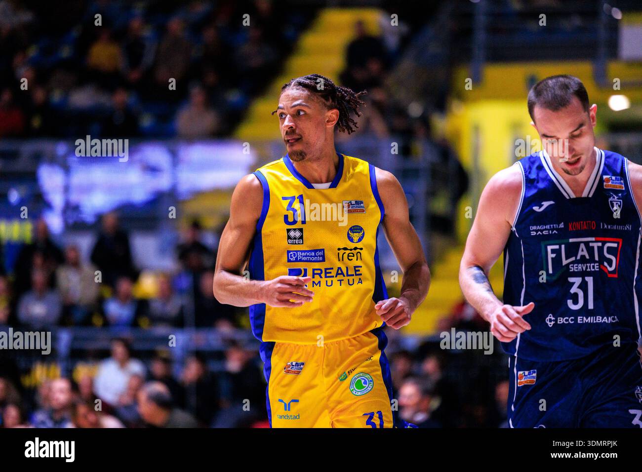 Turin, Italie : 06 février 2026 - Macio Teague de basket Torino lors du match de Serie A2 contre Bologne au Pala Gianni Asti. Banque D'Images