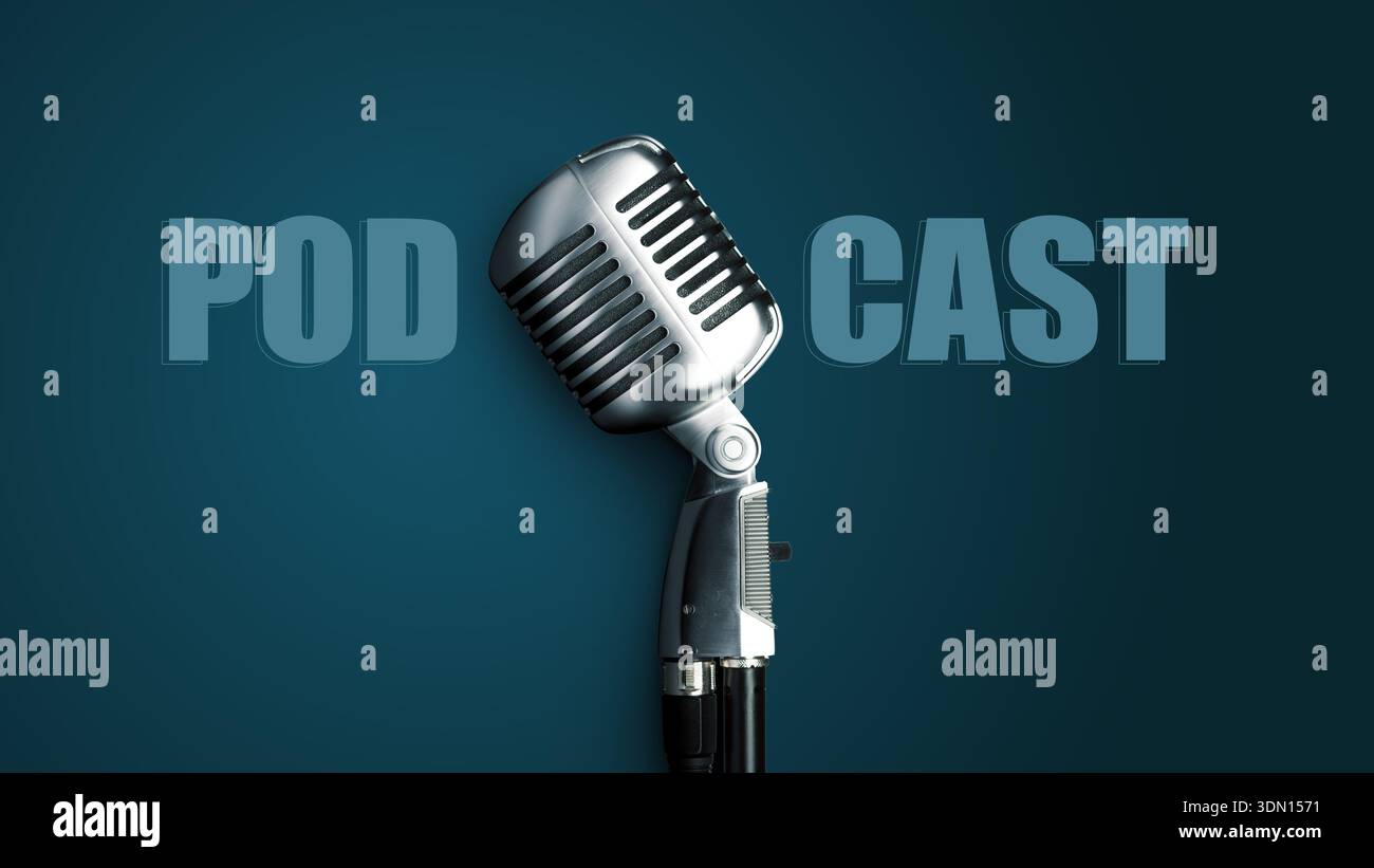 Configuration du microphone podcast pour enregistrer et partager des idées sur divers sujets Banque D'Images