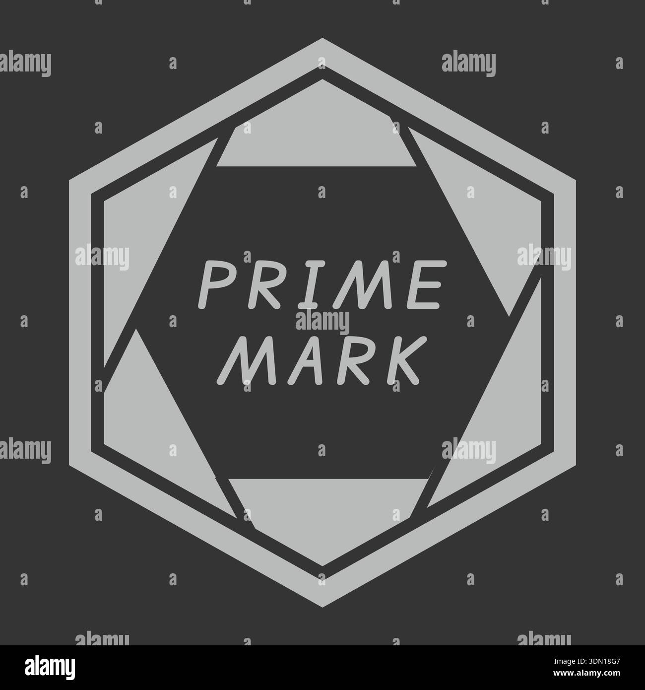 Emblème hexagonal avec texte de marque principale et cadre polygonal superposé dans les tons gris Illustration de Vecteur
