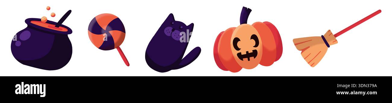 Bannière de promotion de vente d'Halloween avec les citrouilles les plus mignonnes, chauve-souris et bonbons dans les nuages de nuit. Papier coupé, style artisanal numérique. Design d'Halloween, affiche, fête i Banque D'Images