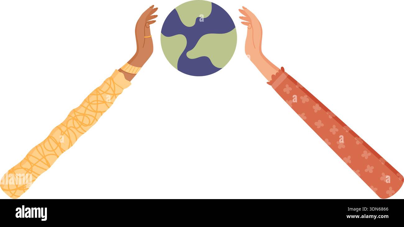 Mains colorées protégeant la planète Illustration de Vecteur