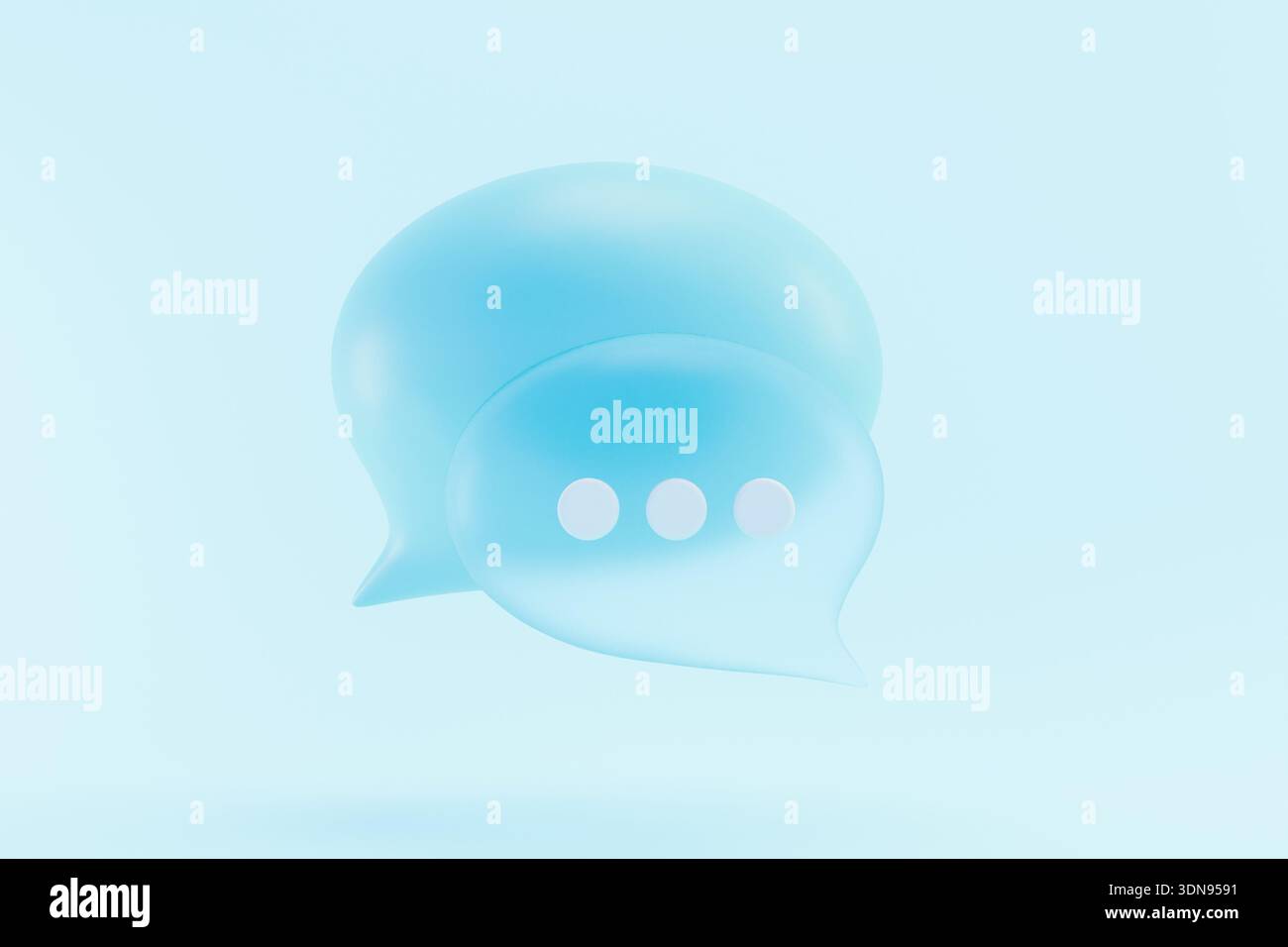 Bulle de parole sarcelle ronde sur un fond bleu clair Banque D'Images
