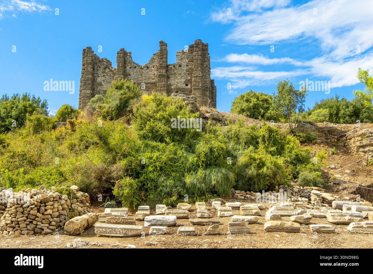 Turquie, région méditerranéenne, Côte Turquoise, Pamphylie, site archéologique romain d'Aspendos Banque D'Images