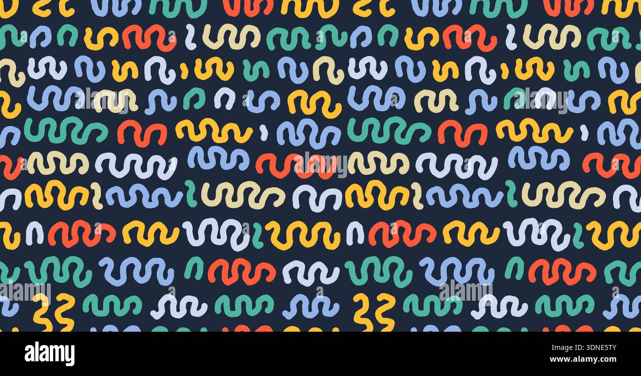 Motif de texture sans couture avec des coups de pinceau ondulés dessinés à la main. Fond ornemental abstrait avec des vagues qui coulent. Impression vectorielle répétée pour le tissu Illustration de Vecteur