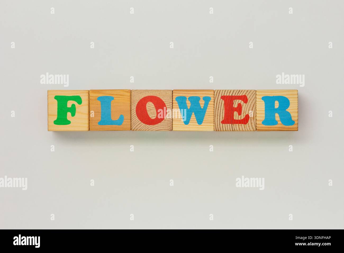 Fleur un arrangement amusant de cubes en bois Banque D'Images