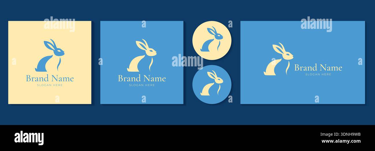 Illustration vectorielle de jeu de logo de lapin pour l'identité de marque et de produit pour bébé respectueux de l'environnement. Illustration de Vecteur