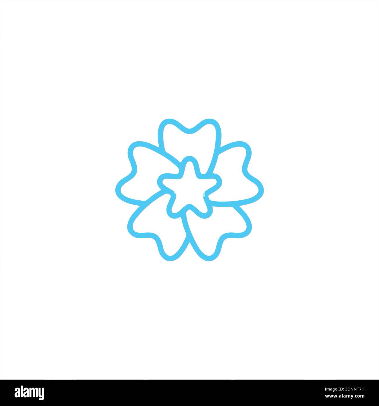 Icône Star With Teeth Flower Line Art pour dentiste, conception de logo, clinique dentaire, logo de l'entreprise, implant dentaire, design floral et beauté Illustration de Vecteur