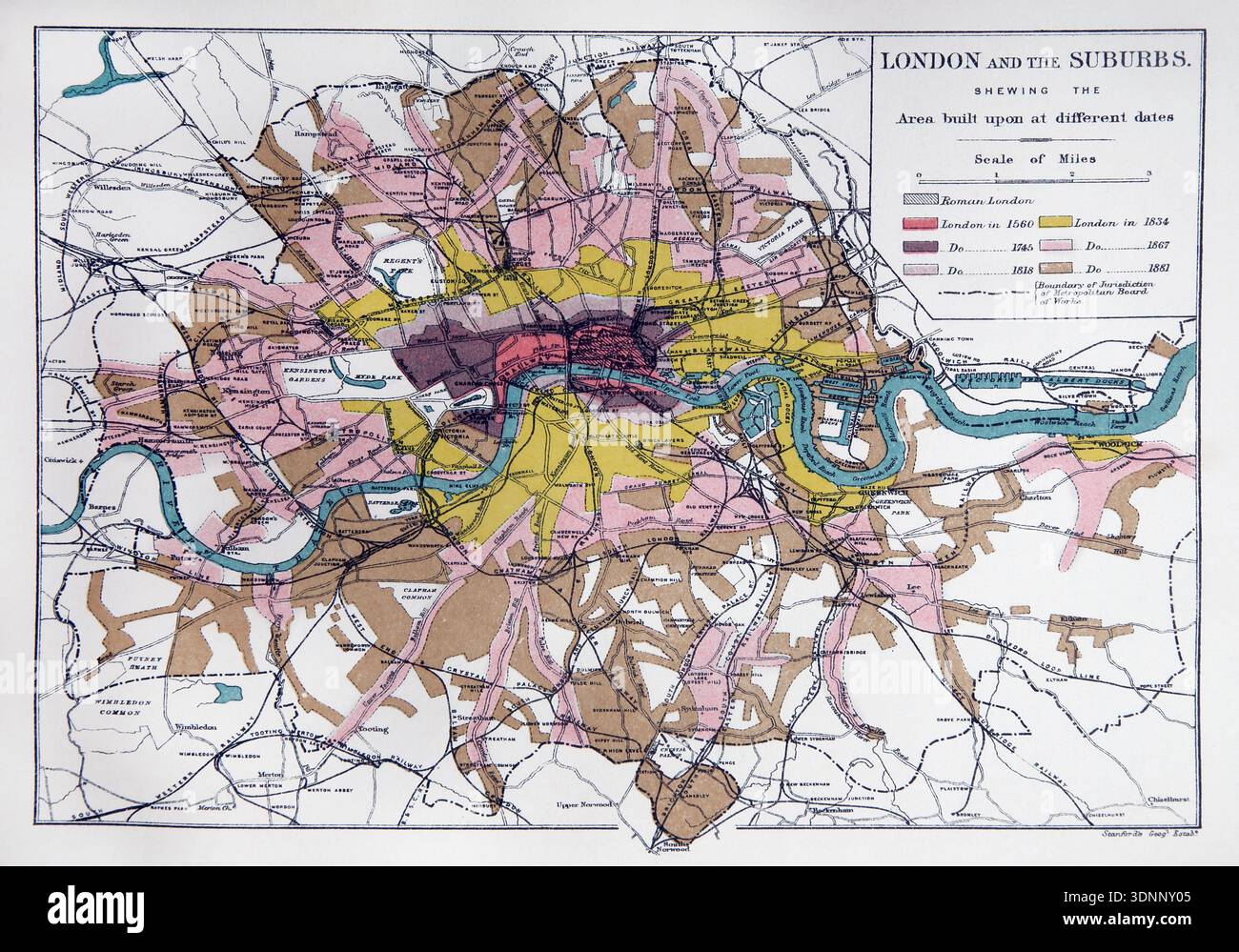 Plan Pittoresque De Londres 1900 - Carte 3D Vue à Vol D'Oiseau - Antiquariat