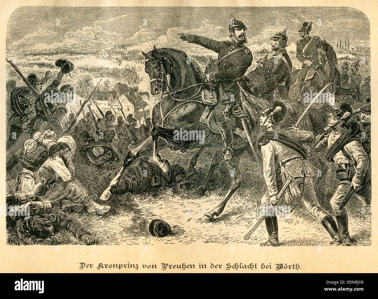 Europa, der Kronprinz von Preußen ( Friedrich Wilhelm ) in der Schlacht BEI Wörth , Motiv aus : ' Unser Vaterland ' , Geschichte des deutschen Volkes von den ältesten Zeiten bis zur Gegenwart , von F. Bornhak , Jubiläumsausgabe 1701 - 1901 , Verlag von Bruer & Co, Berlin , 1901 , 1. Auflage des Buches War von 1895 , Rechte werden nicht vertreten, Künstler Mir unbekannt / Europe, le prince héritier de Prusse ( Frederick William ) dans la bataille près de Woerth , image tirée de : ' Unser Vaterland ' ( notre patrie ) , histoire des peuples allemands des temps les plus anciens à nos jours , par F. Banque D'Images