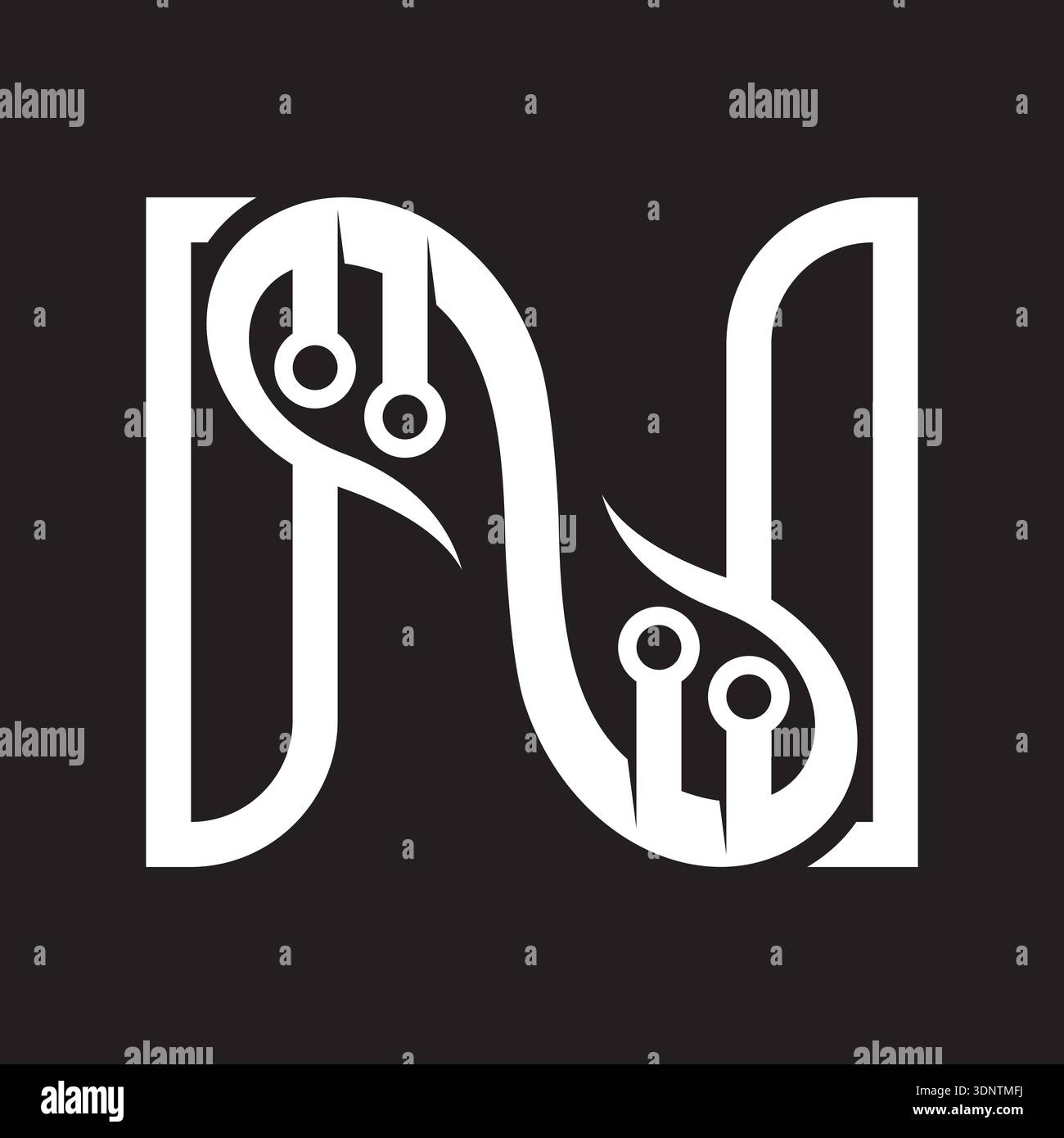 Lettre N et logo ADN Illustration de Vecteur