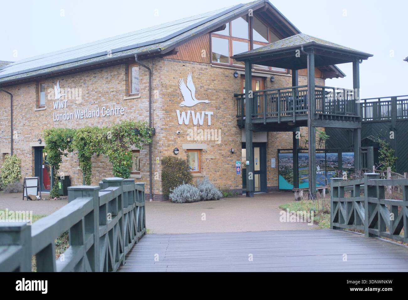 Entrée du London Wetland Centre et centre d'accueil des visiteurs, Royaume-Uni Banque D'Images