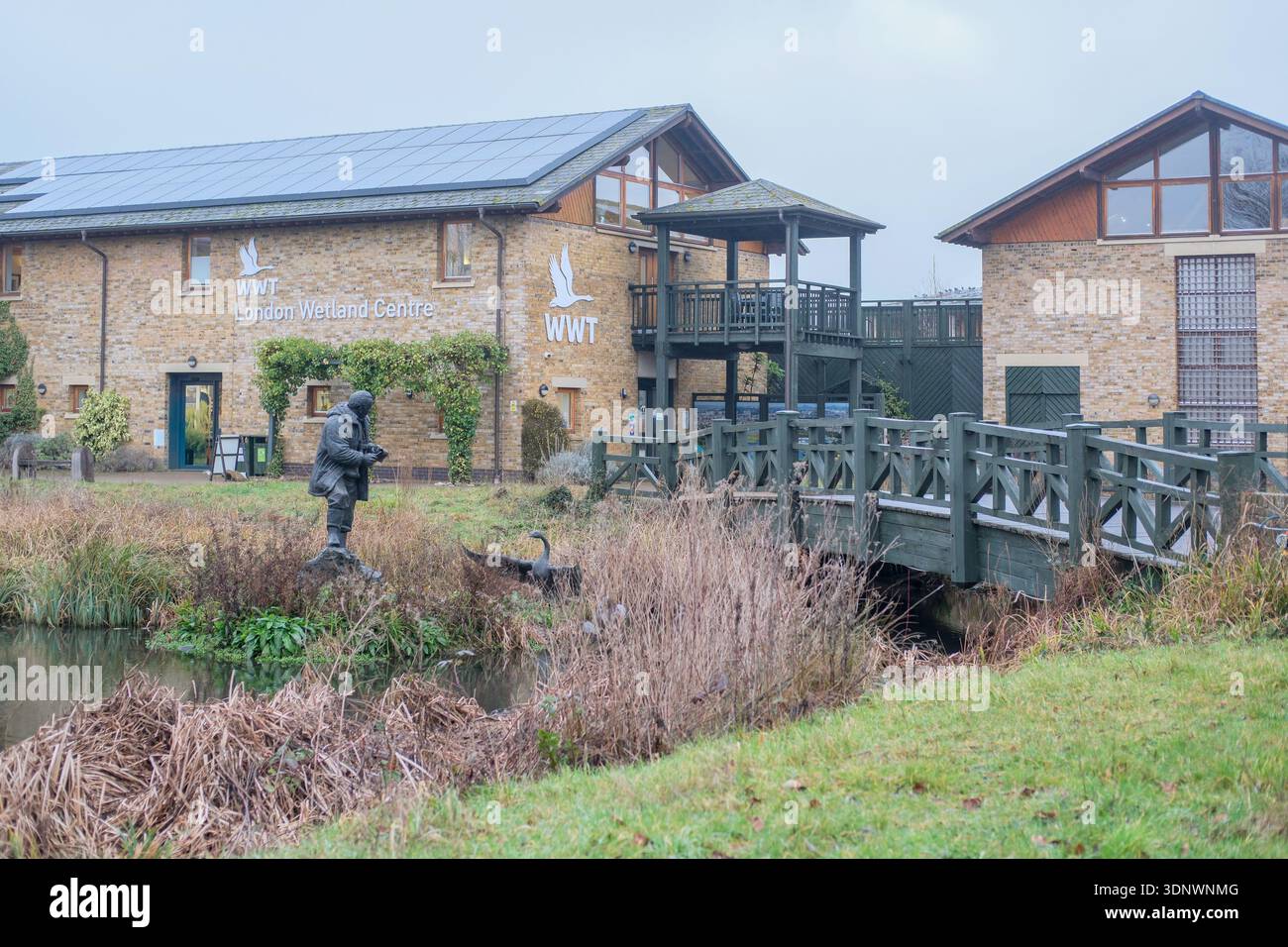 Entrée du London Wetland Centre et centre d'accueil des visiteurs, Royaume-Uni Banque D'Images