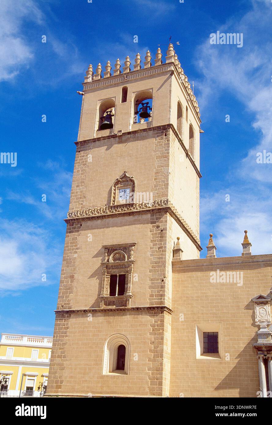 Tour de la cathédrale de San Juan. Badajoz, Espagne. Banque D'Images