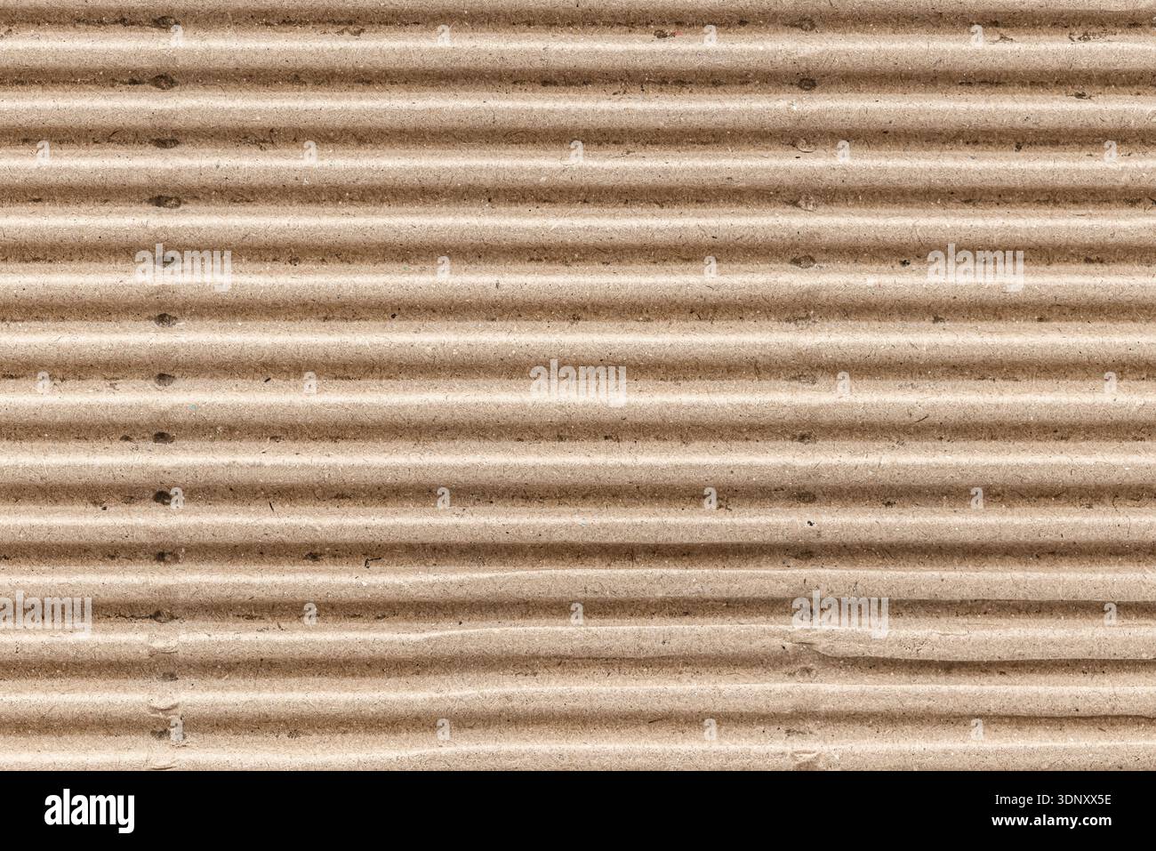 Gros plan d'une texture de carton ondulé brun, mettant en valeur sa surface striée. Idéal pour les arrière-plans dans les projets de conception nécessitant un organique et indus Banque D'Images
