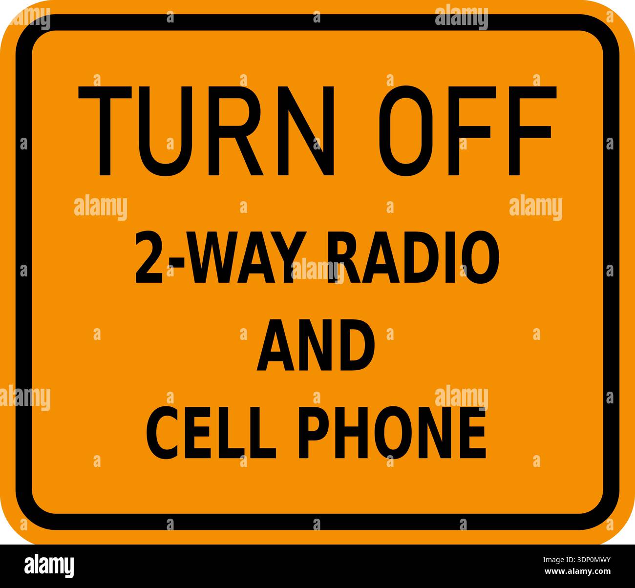 Illustration vectorielle d'un panneau d'autoroute États-Unis éteignez la radio et le téléphone portable. Il se compose des mots Turn Off Radio et Cell Phone en noir et orange Illustration de Vecteur