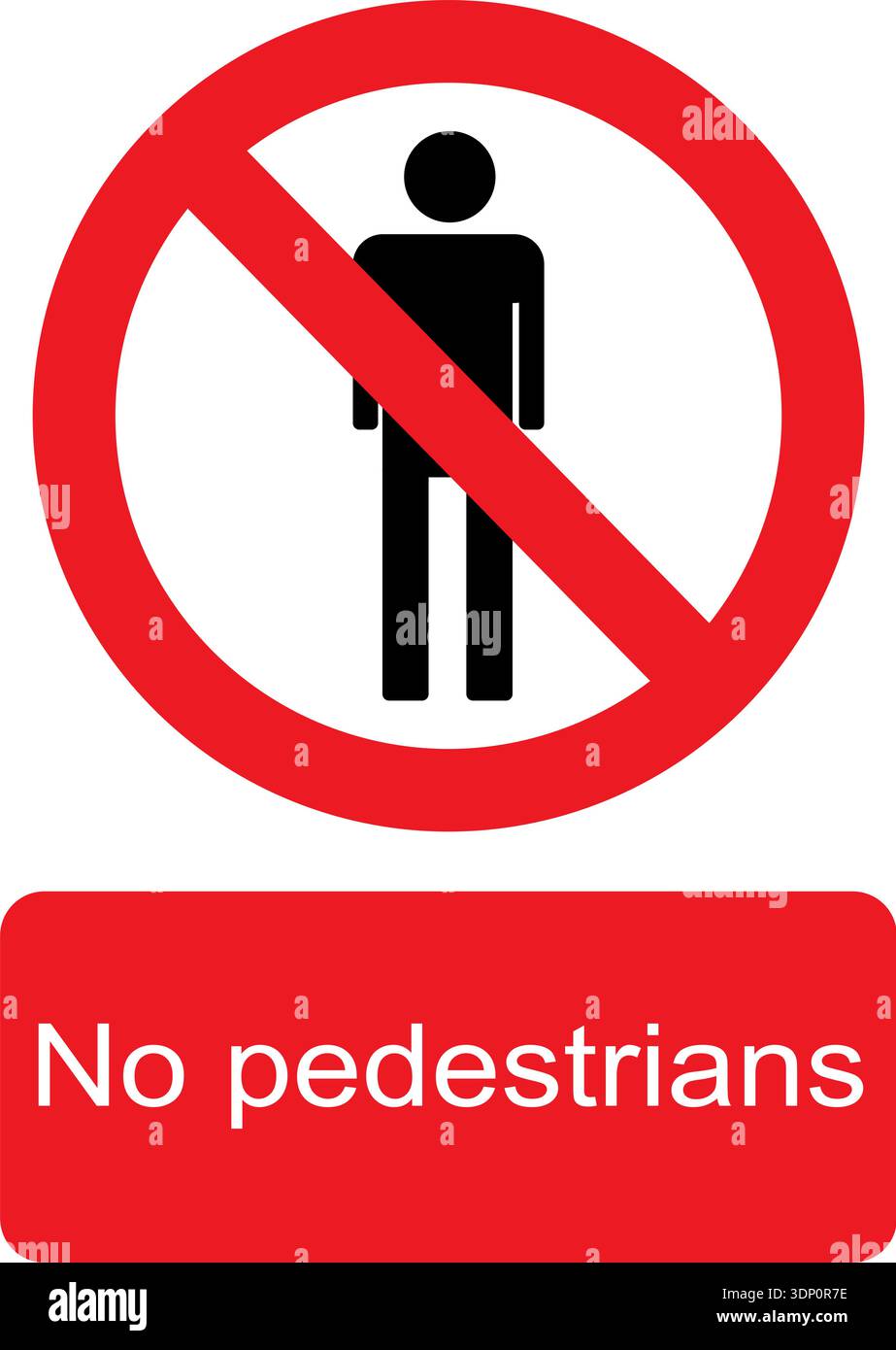 Graphique vectoriel noir, blanc et rouge du panneau d'avertissement pas de piétons interdits Illustration de Vecteur