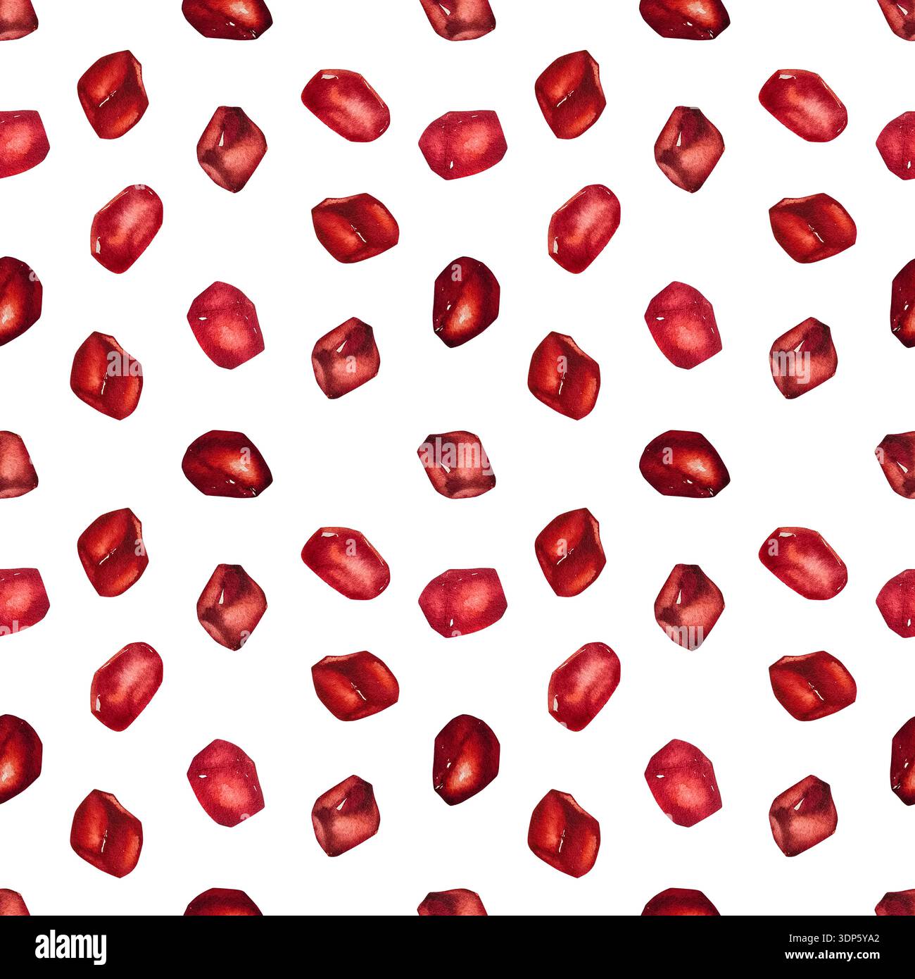 Motif aquarelle sans couture avec des graines de grenade rouges. Illustration lumineuse et naturelle pour les emballages alimentaires, textiles de cuisine, design cosmétique et Ros Banque D'Images