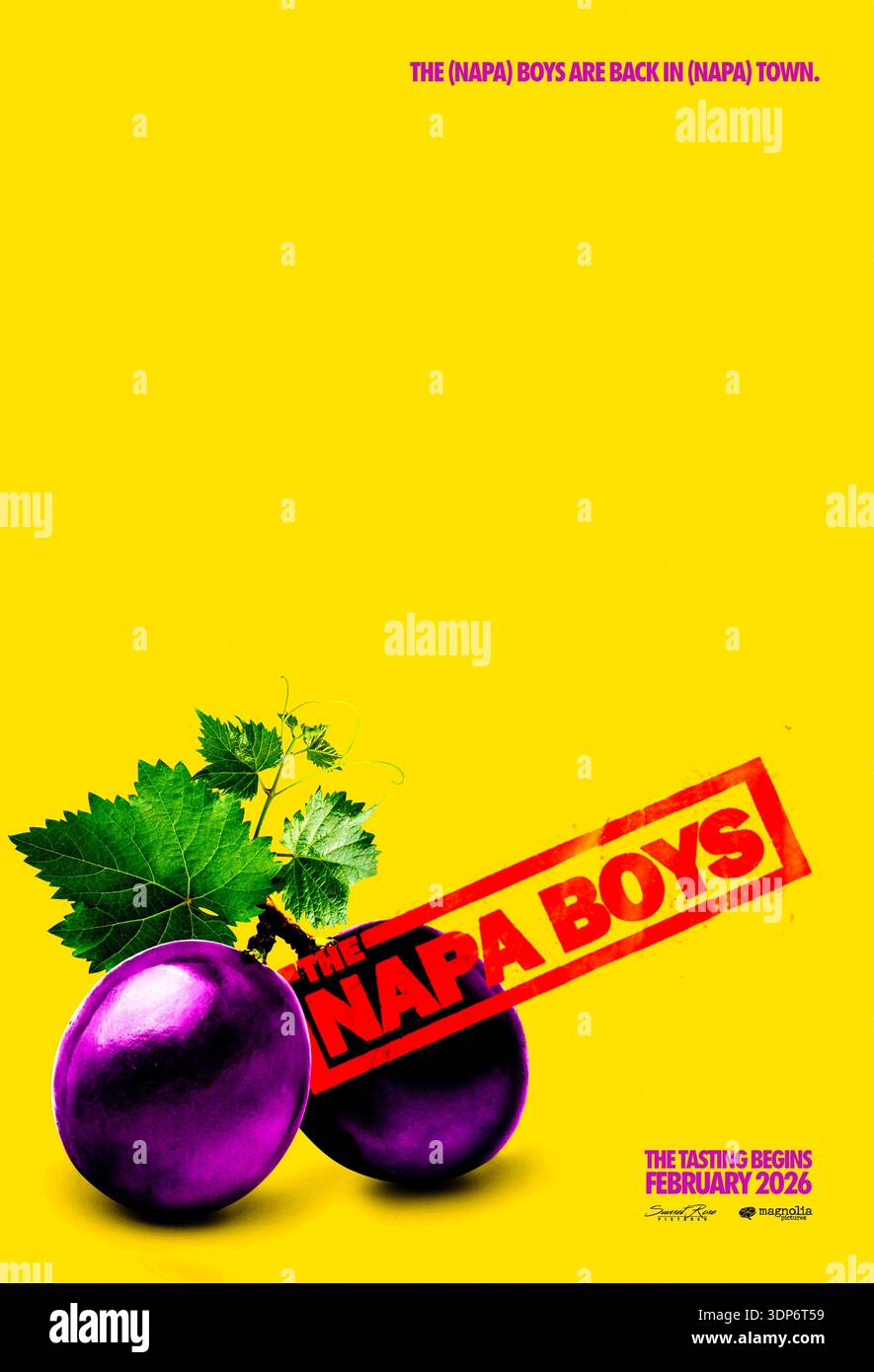The Napa Boys (2026) réalisé par Nick Corirossi et mettant en vedette Nick Corirossi, Armen Weitzman et Sarah Ramos. Jack Jr. et Miles Jr. mènent le gang des Napa Boys dans une aventure imprégnée de vin, guidée par le mystérieux Sommelier, mêlant des bizarreries absurdes et des leçons de vie dans Napa Valley. Affiche avancée AMÉRICAINE UNIQUEMENT POUR USAGE ÉDITORIAL. Crédit : BFA / Magnolia Pictures Banque D'Images