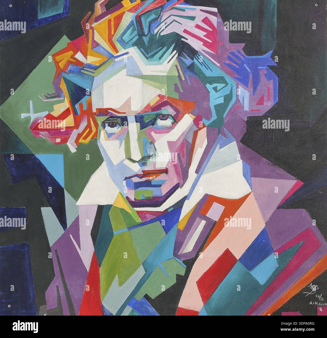 Murale Ludwig van Beethoven par Anton-Martin Goestl 2022, tête, portrait, galerie en plein air, festival winestreetart, fête du vin, peinture murale, painti Banque D'Images