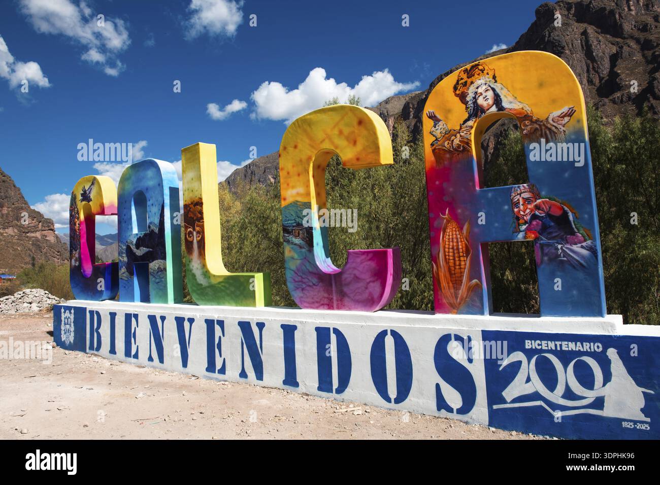 Calca City publicité, Vallée sacrée, Valle Sagrado, Pérou Banque D'Images