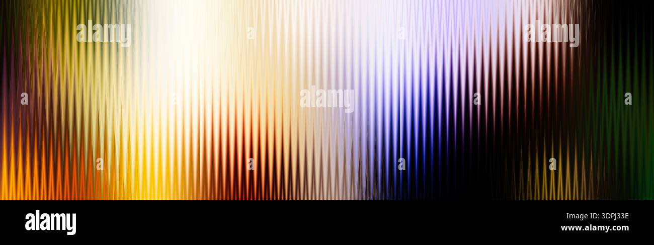 Texture verticale abstraite avec des couleurs dégradées vibrantes mélangeant le jaune, l'orange, le bleu et le vert, créant un arrière-plan de motif de lumière dynamique. Banque D'Images